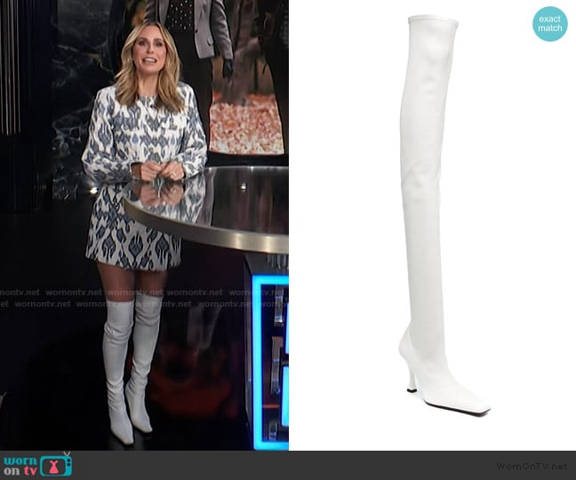 Proenza Schouler Square-toe 110mm thigh-high boots worn by Keltie Knight on E! News