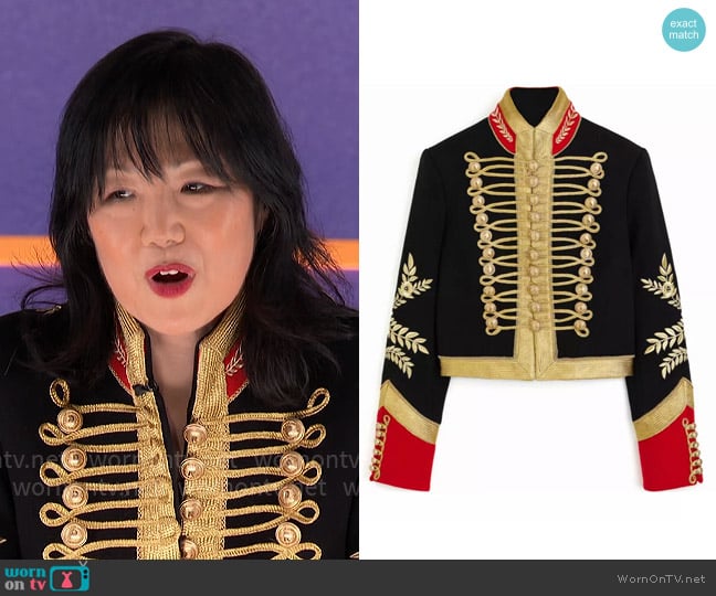 Rabbane x H&M Embroidered Wool Jacket worn by Margaret Cho on Hollywood Squares