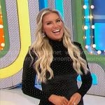 Rachel’s black velvet studded mini dress on The Price is Right