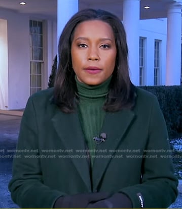 Rahcel's green coat on Good Morning America