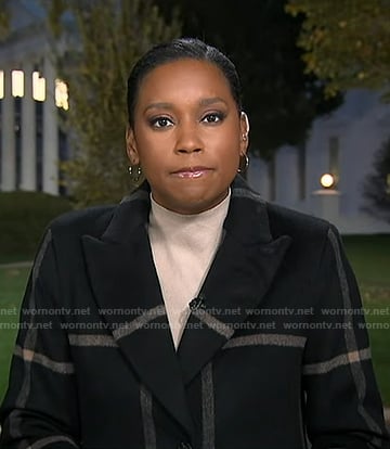 Rachel’s black plaid coat on Good Morning America