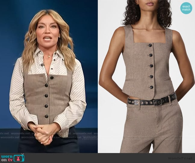 Rag & Bone Mariana Plaid Vest worn by Kit Hoover on Access Hollywood