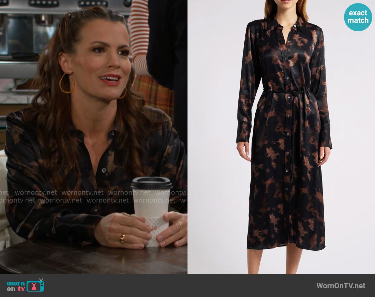 Rails Anina Dress in Diffused Sandstone worn by Chelsea Lawson (Melissa Claire Egan) on The Young and the Restless