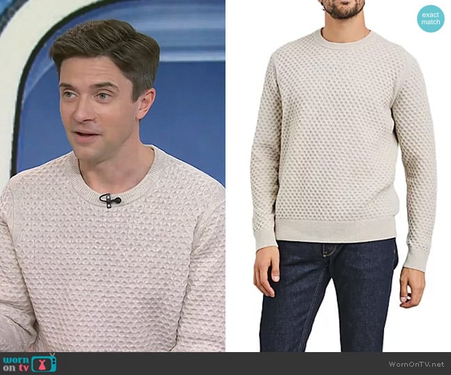 Rails Carrick Crewneck Sweater in Oatmeal Heather worn by Topher Grace on Today