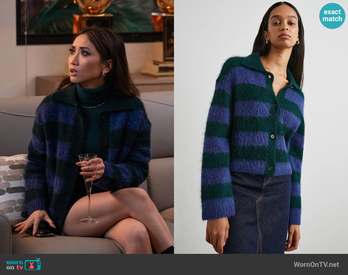 Rails Amber Sweater in Oxford Stripe worn by Ali Lee (Brenda Song) on Running Point