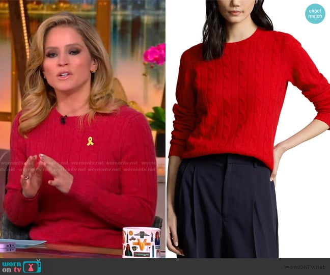 Ralph Lauren Julianna Cable Cashmere Sweater worn by Sara Haines on The View