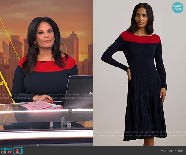 Lauren Ralph Lauren Two-Tone Pointelle-Knit Dress worn by Darlene Rodriguez on Today