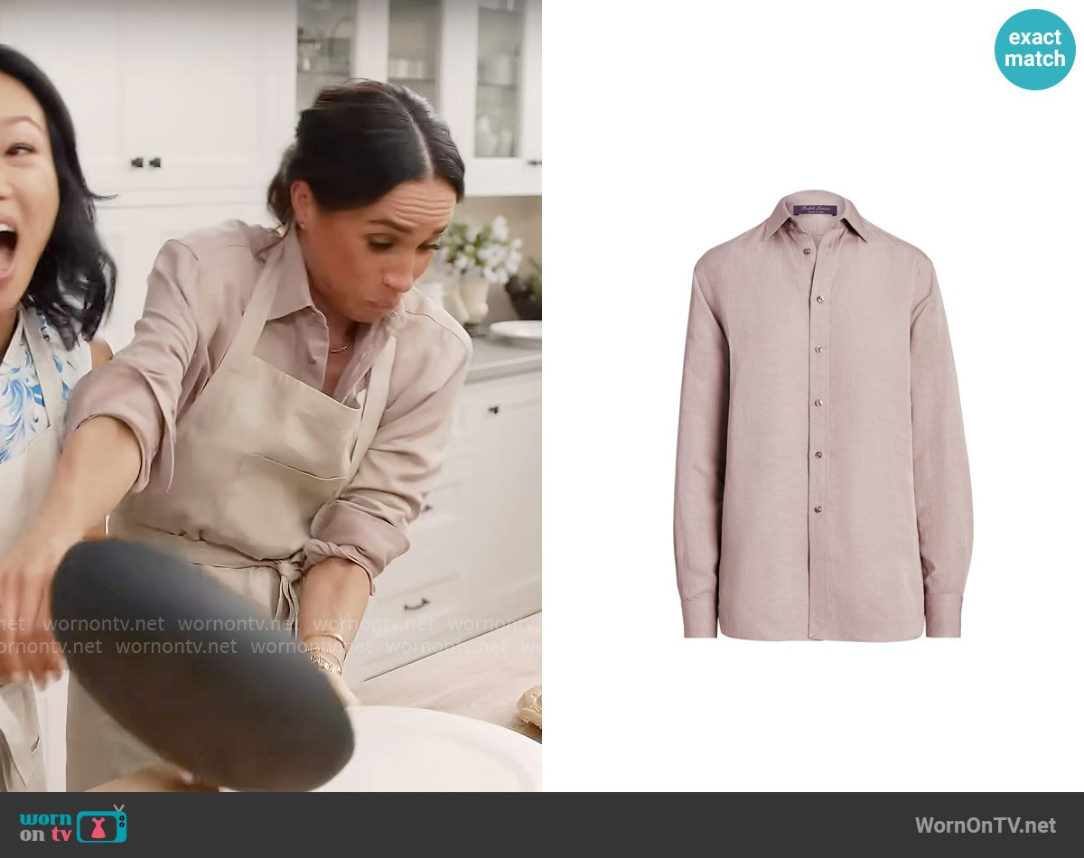 Ralph Lauren Collection Adrien Relaxed Fit Linen-Blend Shirt worn by Meghan Markle on With Love, Meghan