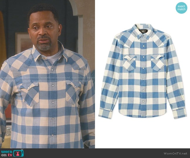 Ralph Lauren RRL Gingham-print Shirt worn by Bernard Upshaw (Mike Epps) on The Upshaws