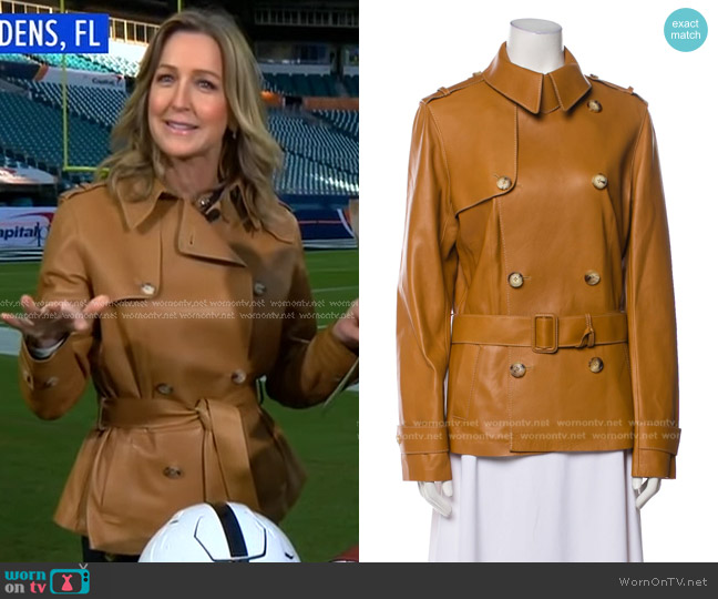 Ralph Lauren Purple Label Leather Utility Jacket worn by Lara Spencer on Good Morning America