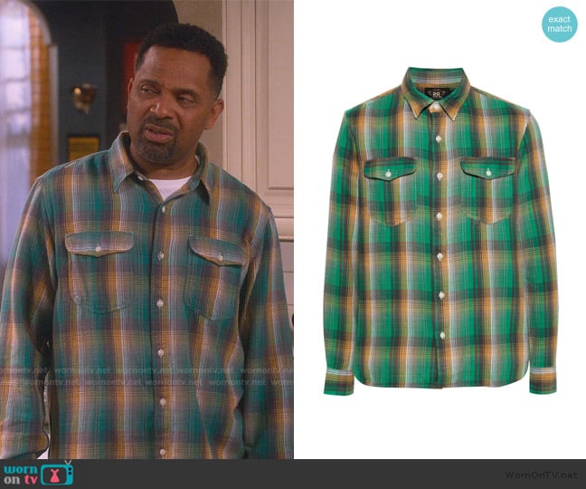 Ralph Lauren Plaid check-pattern cotton shirt worn by Bernard Upshaw (Mike Epps) on The Upshaws