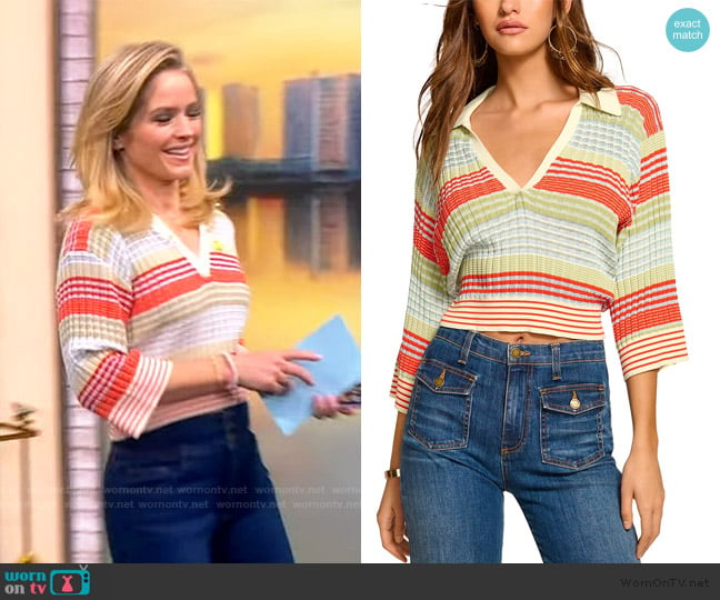 Ramy Brook Azaria Striped Top worn by Sara Haines on The View