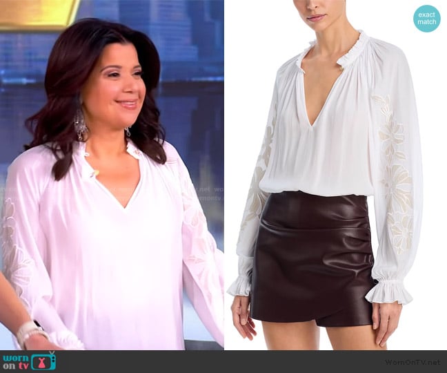 Ramy Brook Nelida Embroidered Long-Sleeve Top worn by Ana Navarro on The View