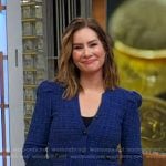 Rebecca’s blue knit cardigan on Good Morning America