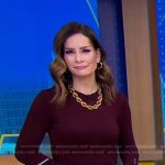 Rebecca’s burgundy button sleeve sweater on Good Morning America