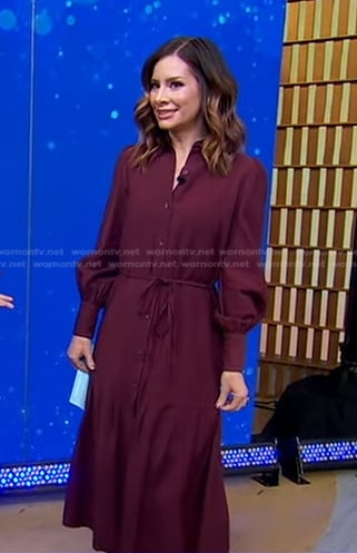 Rebecca's burgundy shirtdress on Good Morning America