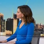 Rebecca’s blue ribbed collared top on Good Morning America