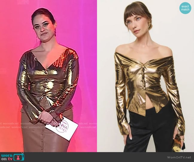 Reformation Irina Top in gold worn by Donna Farizan on Today