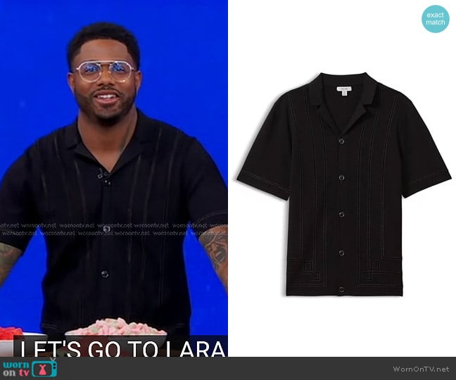 Reiss Heartwood Embroidered Shirt worn by Kwame Onwuachi on Good Morning America