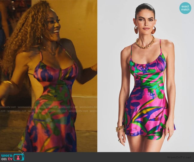 Retrofete Josefine Silk Chiffon Dress worn by Ashley Darby on The Real Housewives of Potomac