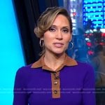 Rhiannon’s purple contrast collar polo sweater on Good Morning America