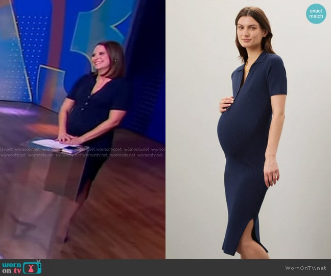 Ripe Maddy Knit Polo Maternity Dress worn by Elizabeth Schulze on Good Morning America