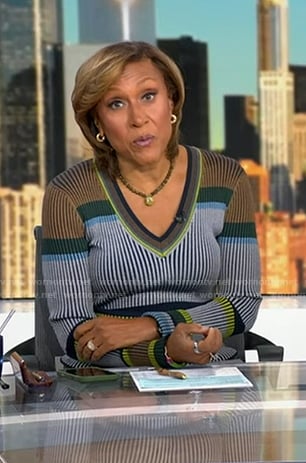 Robin's striped ribbed sweater on Good Morning America