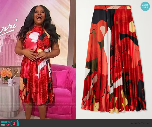 Roksanda Ameera printed satin maxi skirt worn by Sherri Shepherd on Sherri