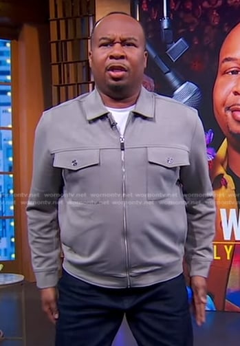 Roy Wood Jr. grey zip jacket on Good Morning America