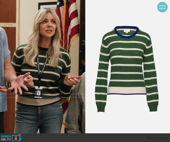 Dee’s green striped sweater on Abbott Elementary