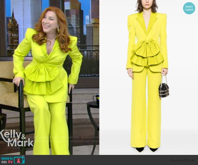 Saiid Kobeisy Crepe tailored jacket with taffeta collar and bow worn by Lisa Ann Walter on Live with Kelly and Mark