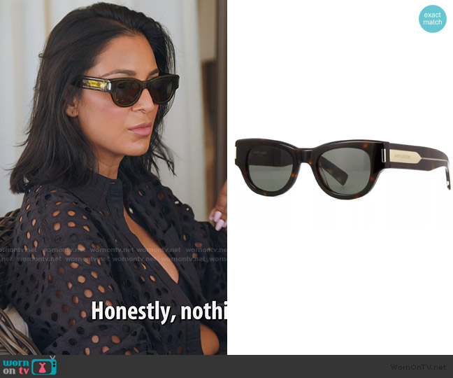 Saint Laurent SL 573 Havana And Silver worn by Jessel Taank on The Real Housewives of New York City