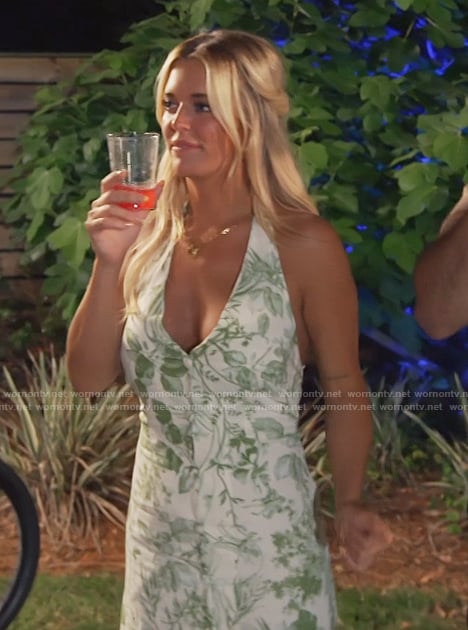 Salley's green floral print mini dress on Southern Charm