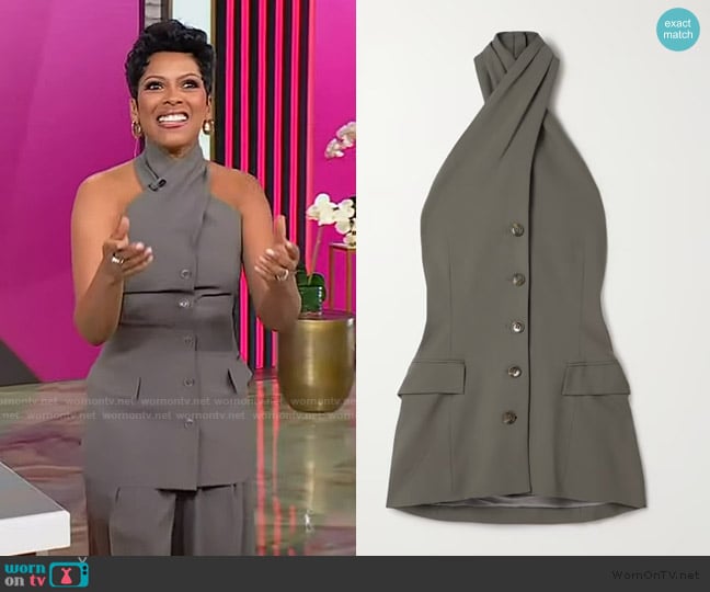 Salon 1884 NET SUSTAIN Kaito wool halterneck top worn by Tamron Hall on Tamron Hall Show