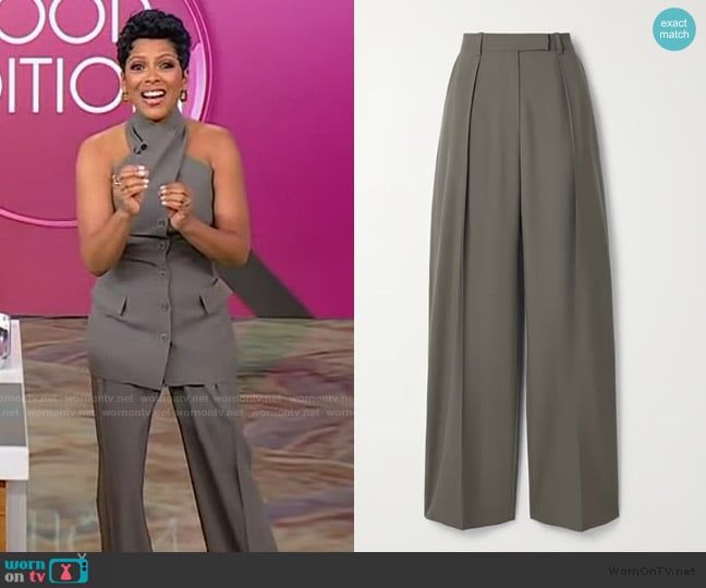 Salon 1884 NET SUSTAIN Odile pleated wool wide-leg pants worn by Tamron Hall on Tamron Hall Show