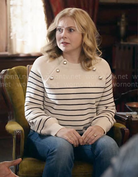 Sam's striped sweater with buttons on Ghosts