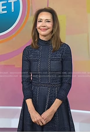 Dr. Samantha Boardman's navy lace trim dress on Today