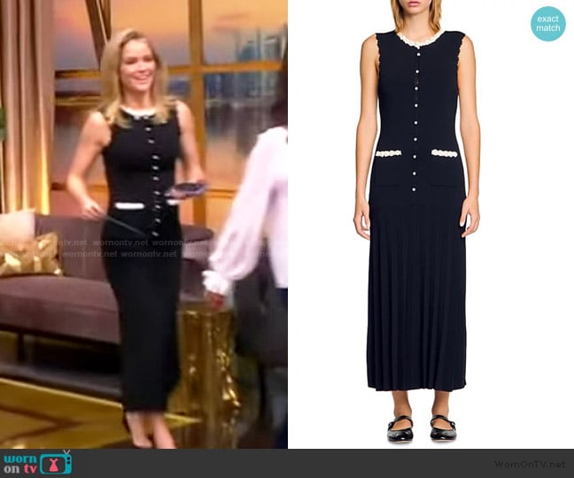 Sandro Blossom Crochet-Trim Stretch Knit Maxi Dress worn by Sara Haines on The View