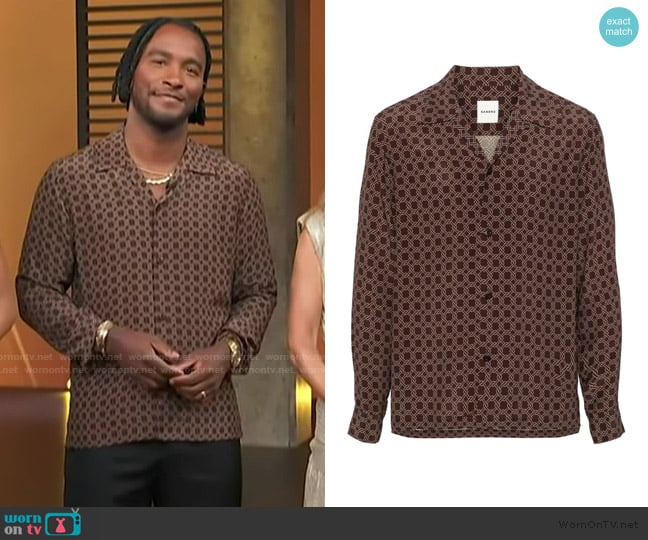 Scott’s brown printed shirt on Access Hollywood