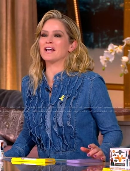 Sara’s denim ruffle top on The View