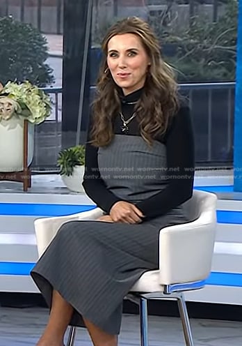 Sarah Eggenberger’s grey pinstripe dress on Today