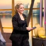 Sara’s black floral jacquard blazer and pants on The View