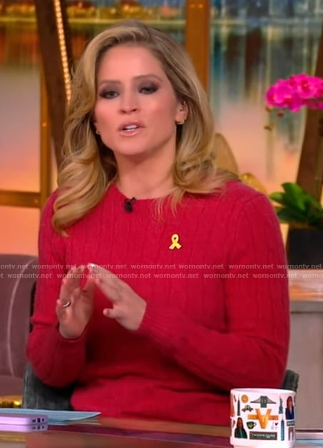 Sara’s red cable knit sweater on The View