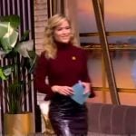 Sara’s burgundy leather skirt on The View