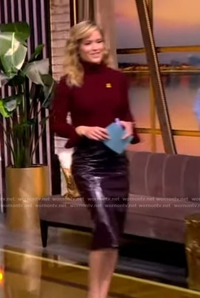 Sara's burgundy leather skirt on The View