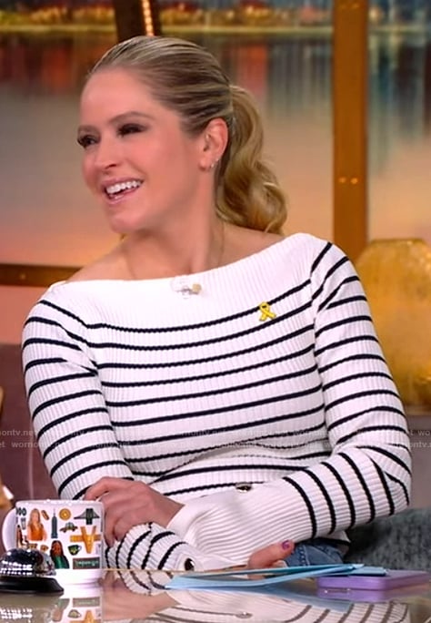 Sara’s white striped top on The View