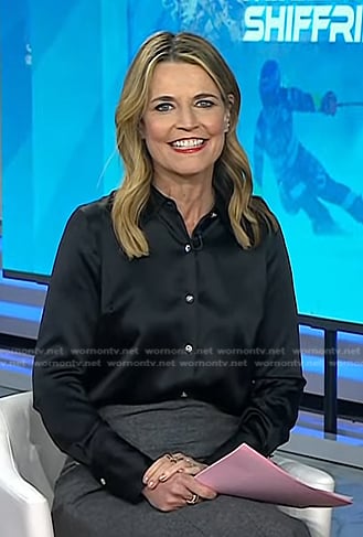 Savannah’s black embellished button shirt on Today