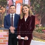 Savannah’s burgundy velvet blazer and pant suit on Today