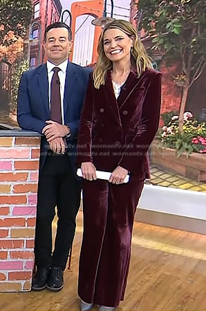 Savannah's burgundy velvet blazer and pant suit on Today