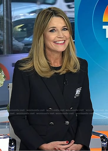 Savannah's black hooded blazer on Today